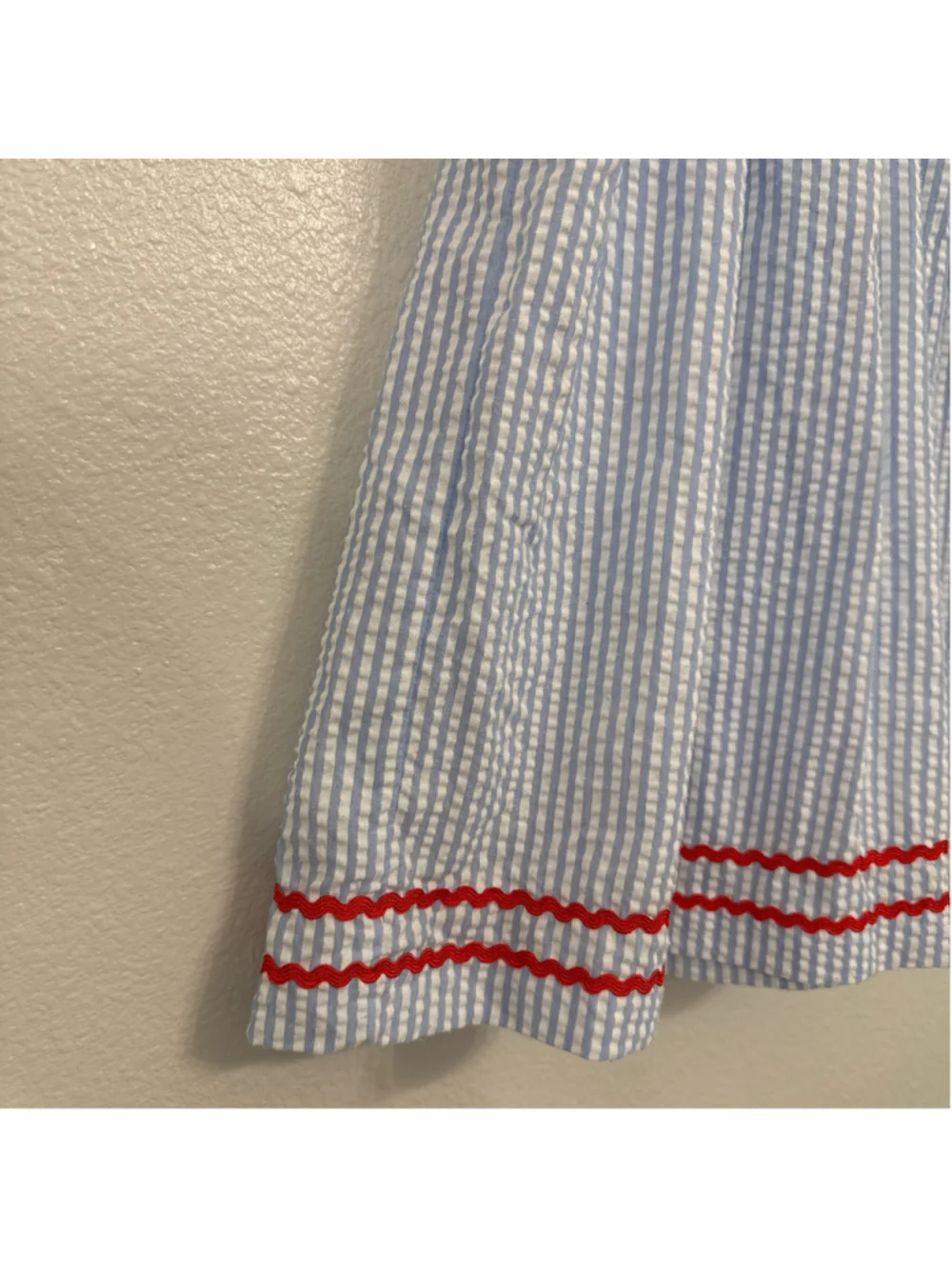 Smocked or Not Girls Blue Seersucker ABC School Dress Chalkboard Size 6